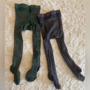 Bundle of two Collégian Sparkly Glitter Tights in Green and Black